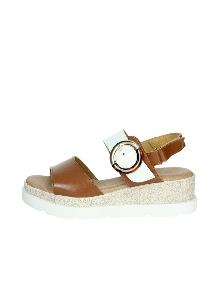 SANDALI CON ZEPPA 255685DP BIANCO/CUOIO