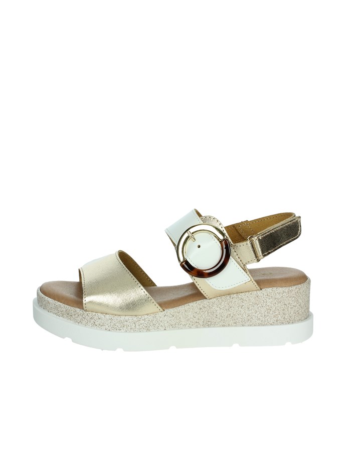 SANDALI CON ZEPPA 255685DP BIANCO/ORO