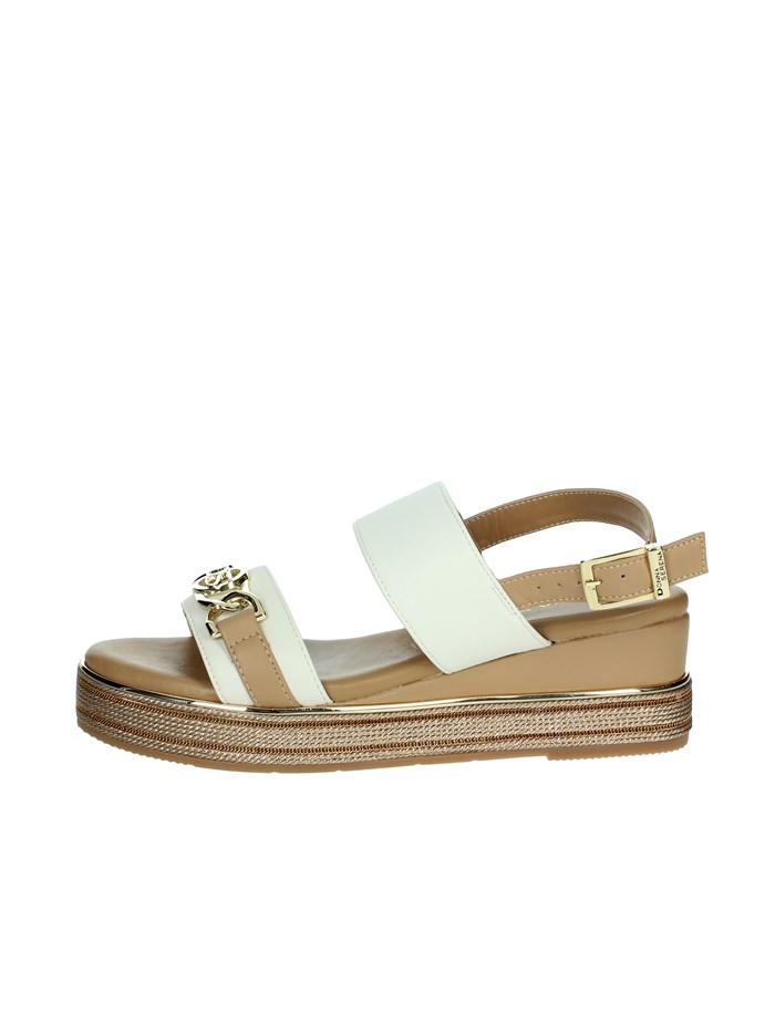 SANDALI CON ZEPPA 165695DM BIANCO/CUOIO
