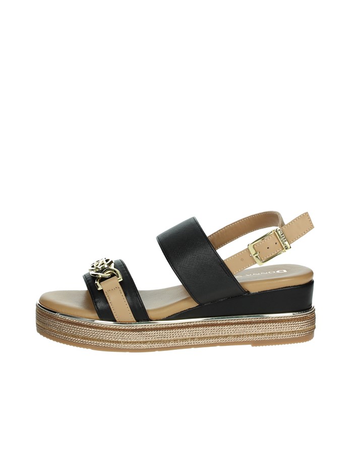 SANDALI CON ZEPPA 165695DM NERO/CUOIO