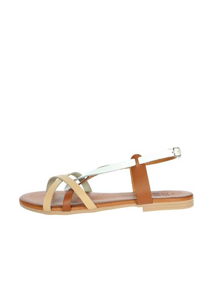 SANDALI BASSI 16227 BIANCO/CUOIO