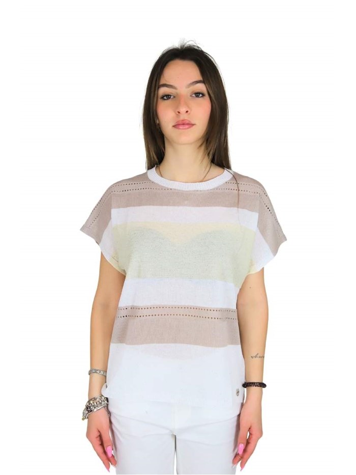 MAGLIA DKE8020 BIANCO/BEIGE