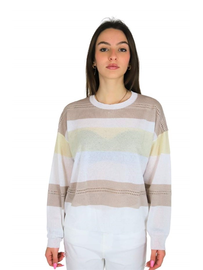 MAGLIA DKE8019 BIANCO/BEIGE