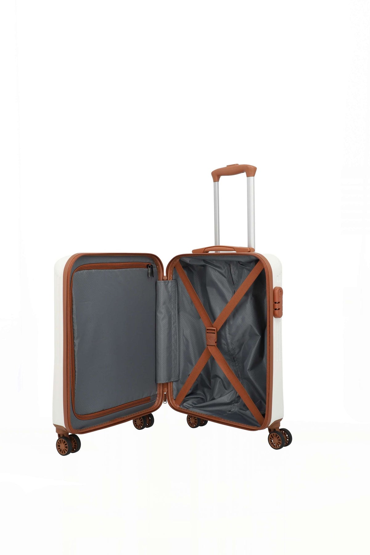 Travelite Unisex adulto Trolley 072347 30 Bianco/Cuoio