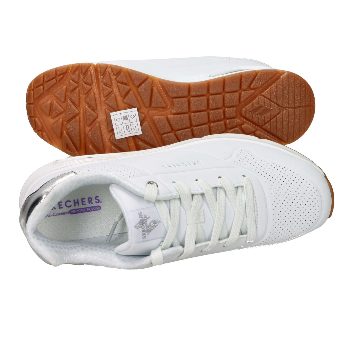SKECHERS Donna Sneakers bassa 310545L Bianco/Argento