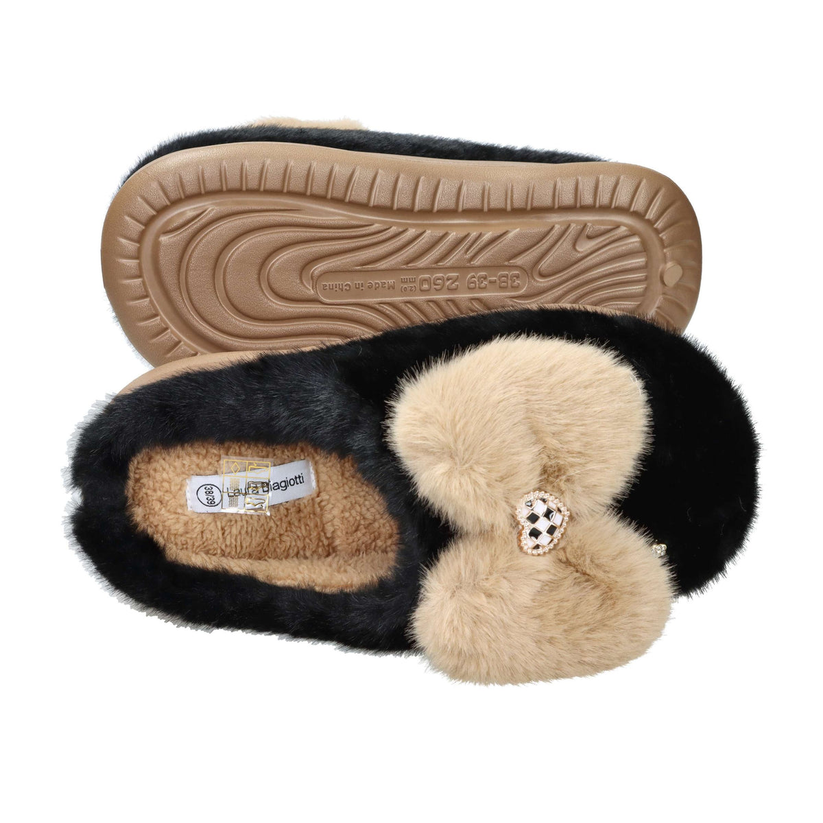 LAURA BIAGIOTTI Donna Ciabatta invernale 9261 Nero/Beige