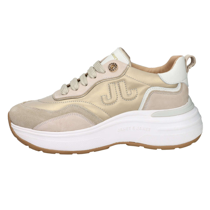 JANET & JANET Donna Sneakers bassa J-382 Beige/Oro