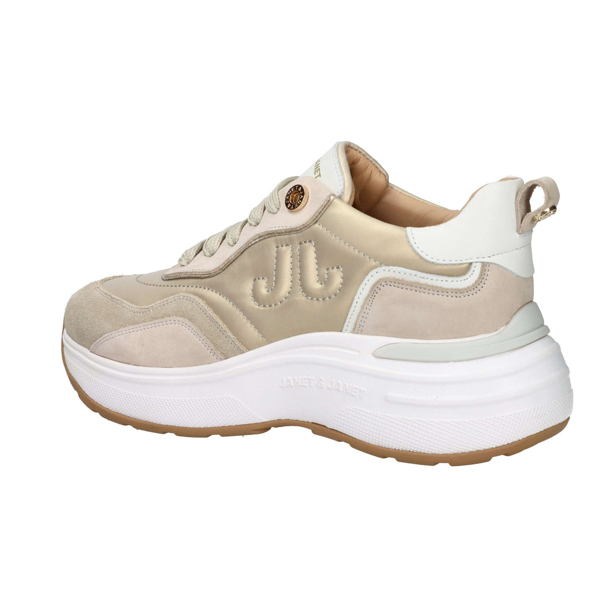 JANET & JANET Donna Sneakers bassa J-382 Beige/Oro