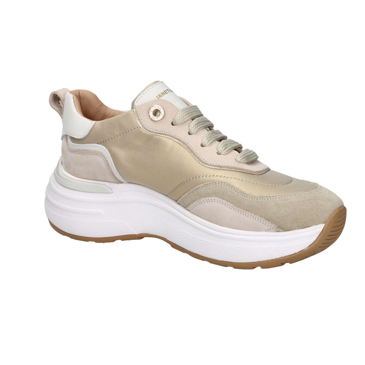 JANET & JANET Donna Sneakers bassa J-382 Beige/Oro