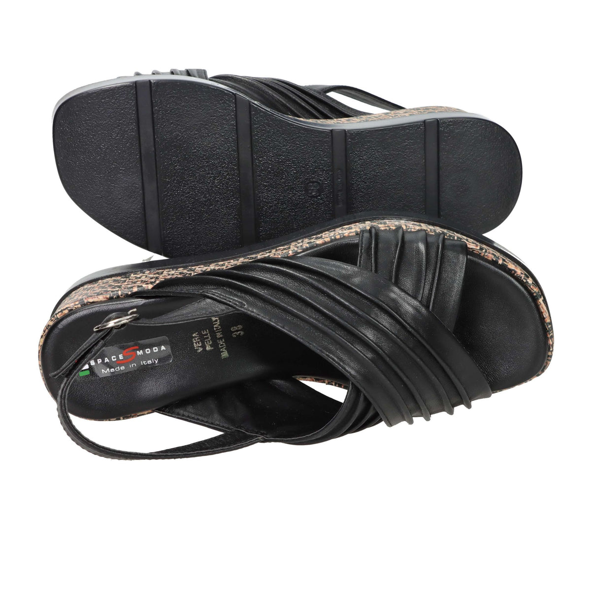 SPACE MODA Donna Sandali con zeppa 50230-E5 Nero