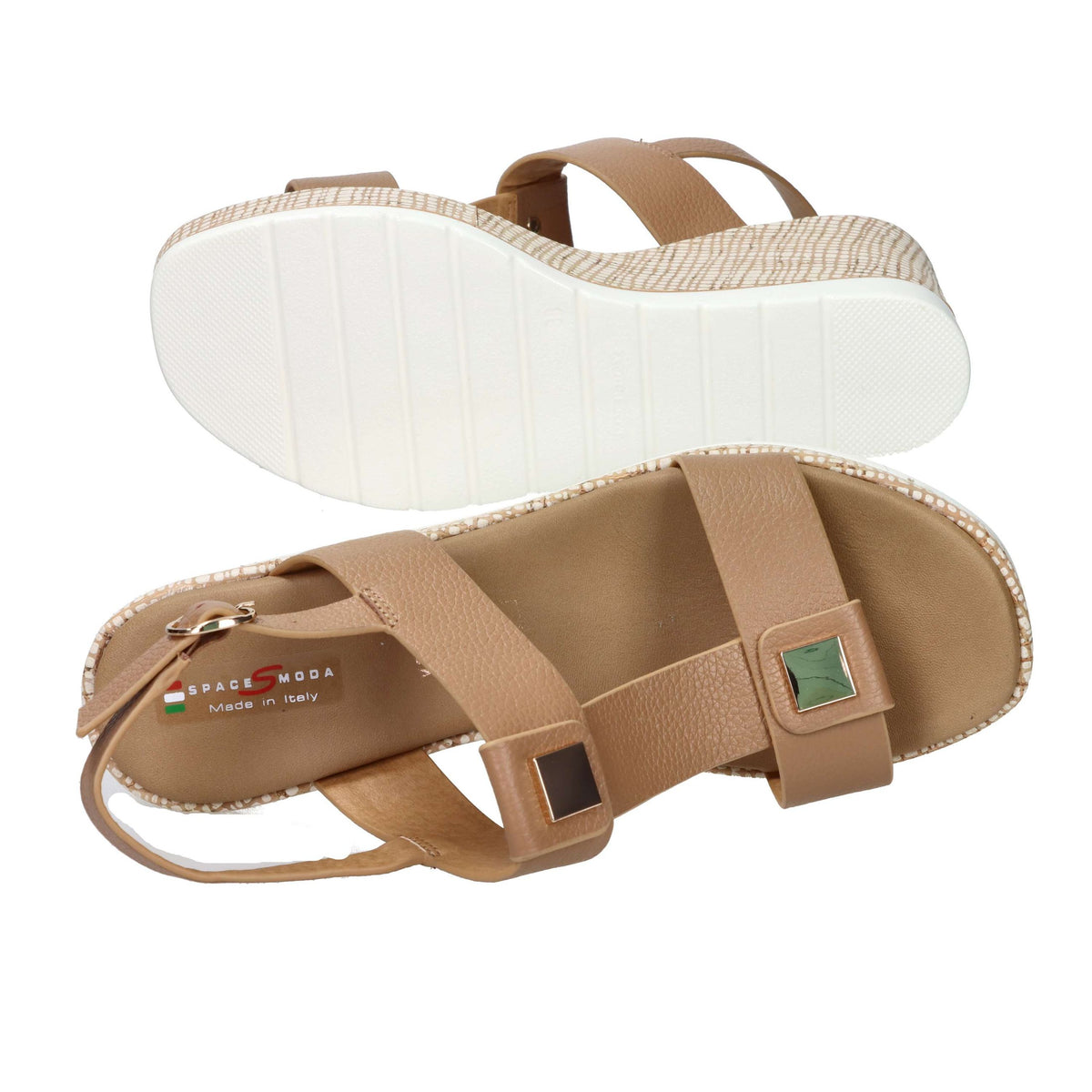 SPACE MODA Donna Sandali con zeppa 2451236 Cuoio