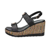 SPACE MODA Donna Sandali con zeppa 51402 Nero
