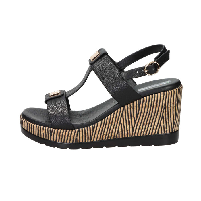 SPACE MODA Donna Sandali con zeppa 51402 Nero