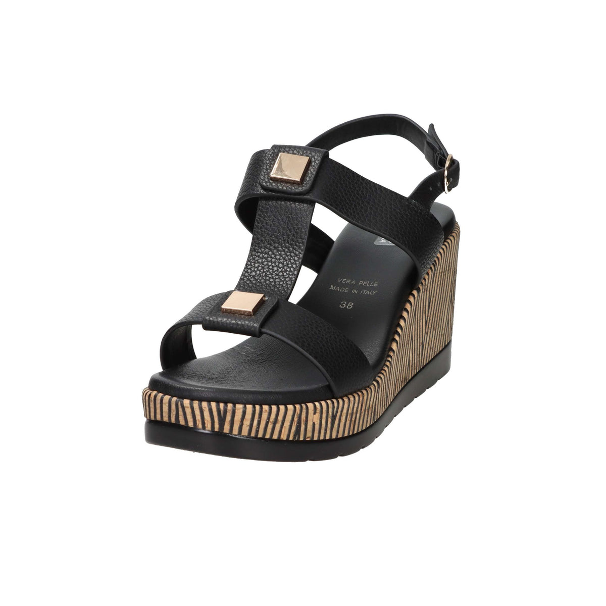 SPACE MODA Donna Sandali con zeppa 51402 Nero