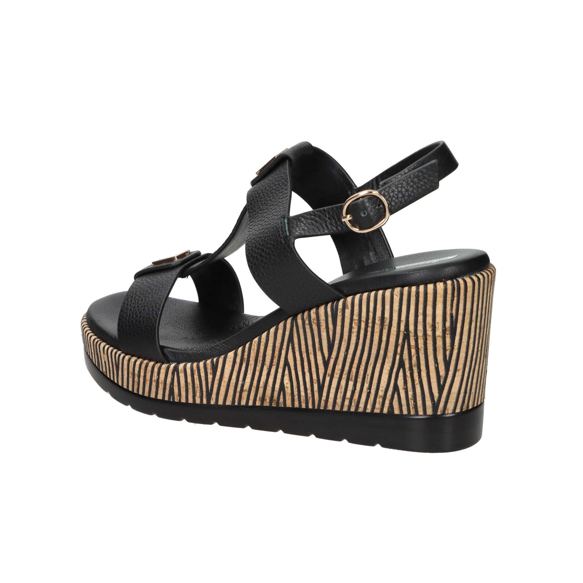 SPACE MODA Donna Sandali con zeppa 51402 Nero