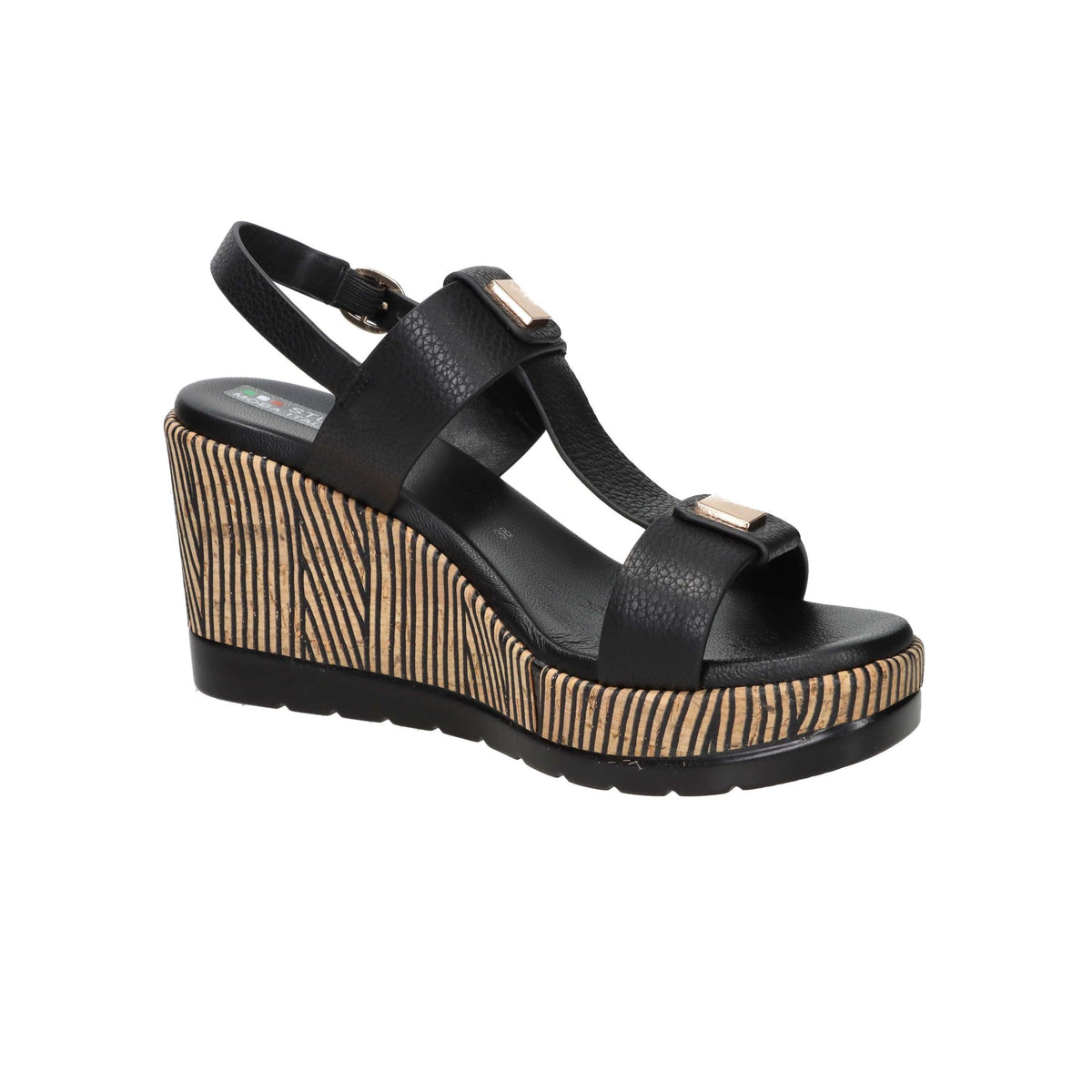 SPACE MODA Donna Sandali con zeppa 51402 Nero