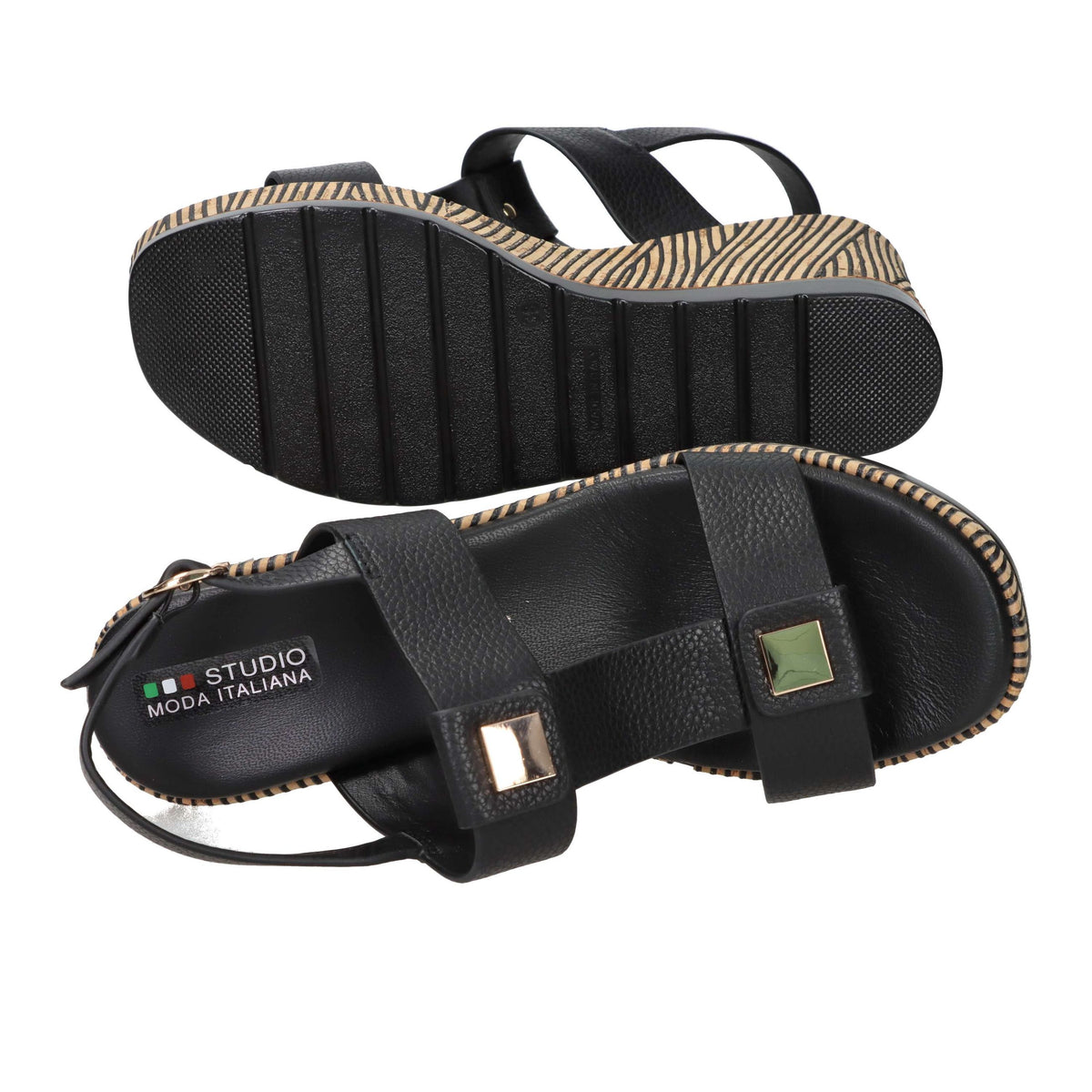 SPACE MODA Donna Sandali con zeppa 51402 Nero