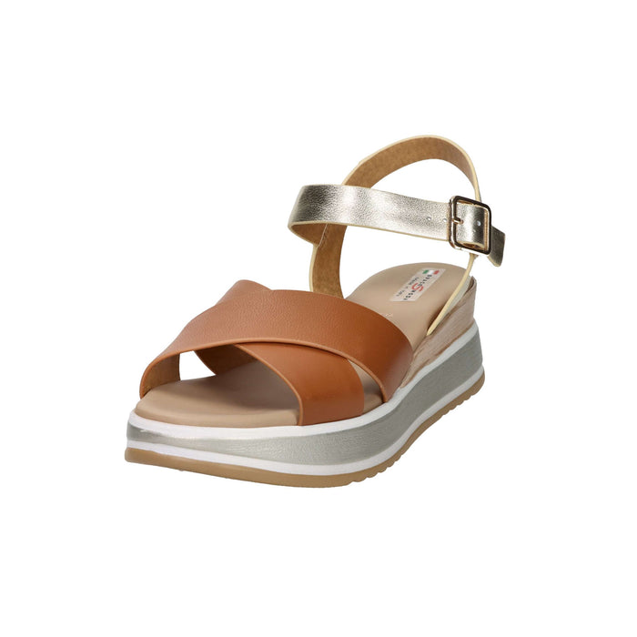 SPACE MODA Donna Sandali con zeppa 19246-E5 Cuoio