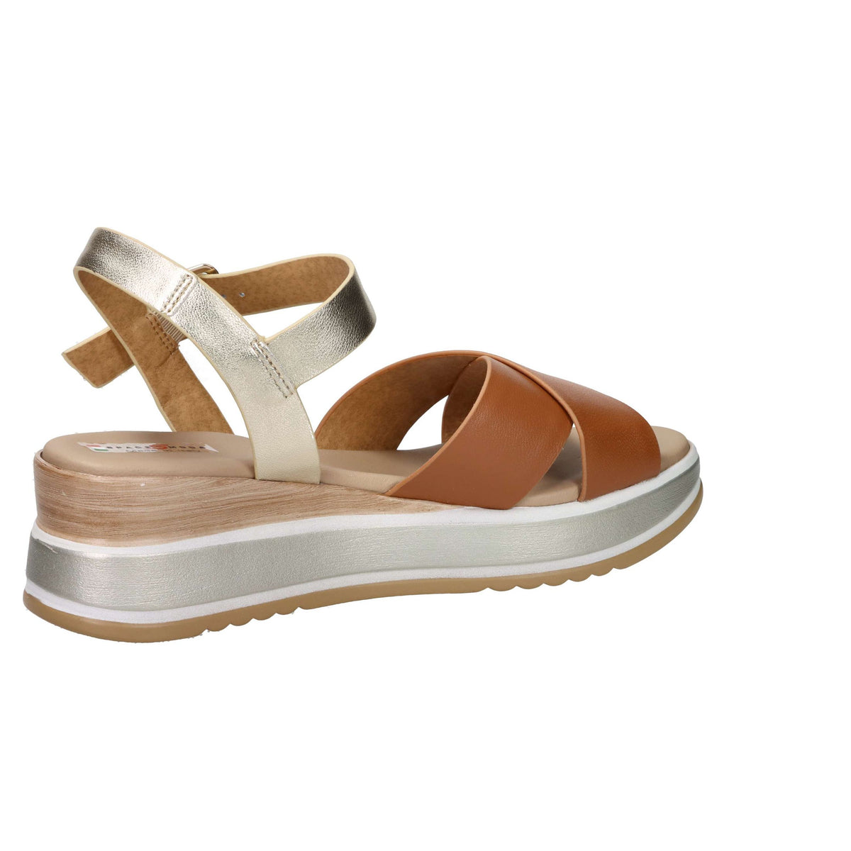 SPACE MODA Donna Sandali con zeppa 19246-E5 Cuoio