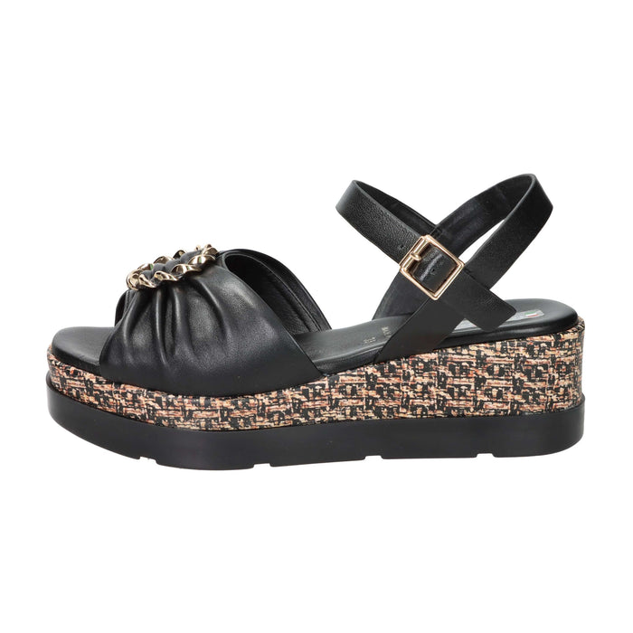 SPACE MODA Donna Sandali con zeppa 50252-E5 Nero