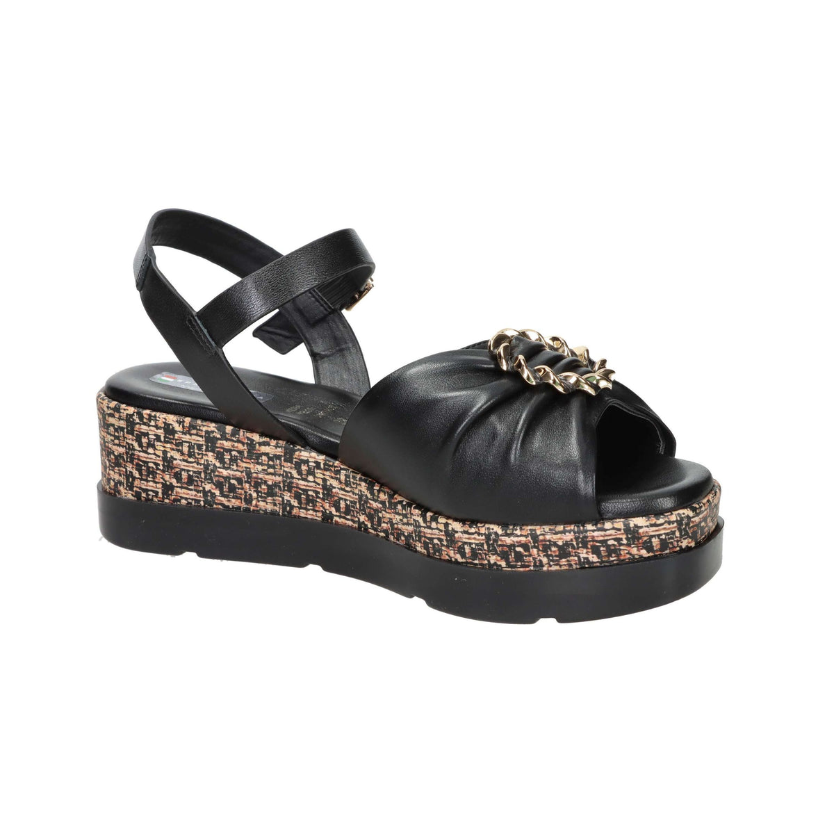 SPACE MODA Donna Sandali con zeppa 50252-E5 Nero