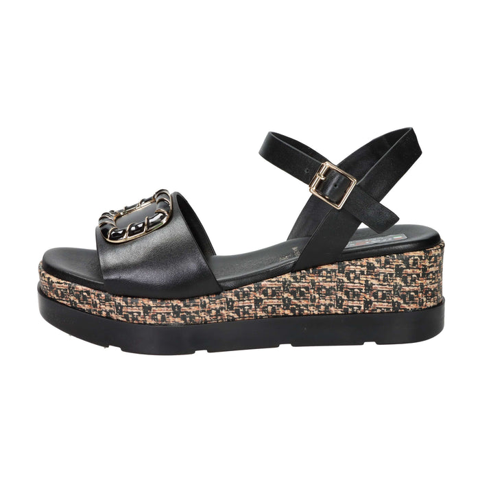 SPACE MODA Donna Sandali con zeppa 50236-E5 Nero