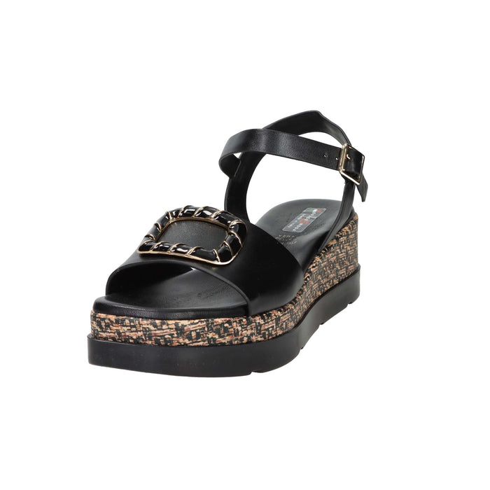 SPACE MODA Donna Sandali con zeppa 50236-E5 Nero
