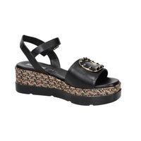 SPACE MODA Donna Sandali con zeppa 50236-E5 Nero