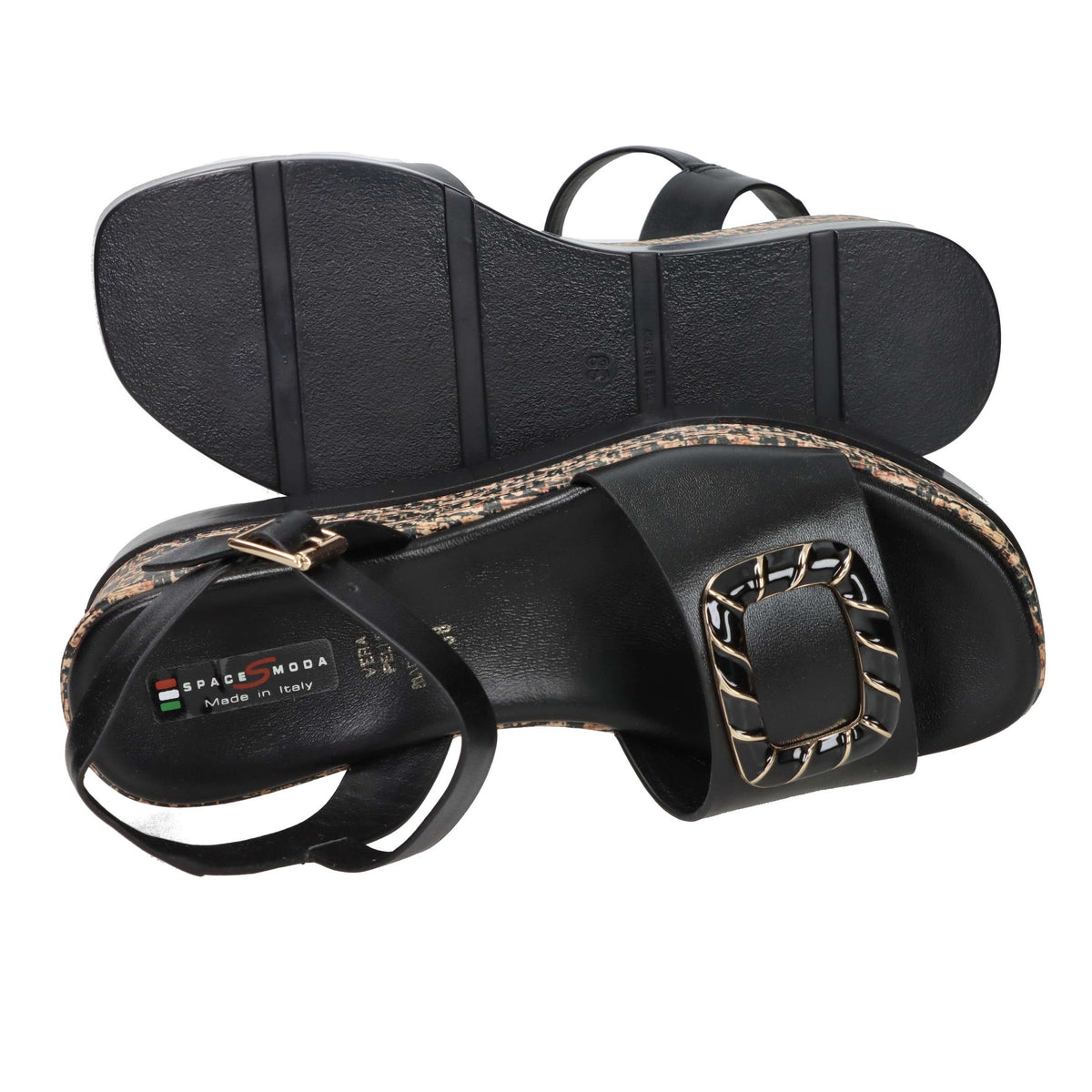 SPACE MODA Donna Sandali con zeppa 50236-E5 Nero
