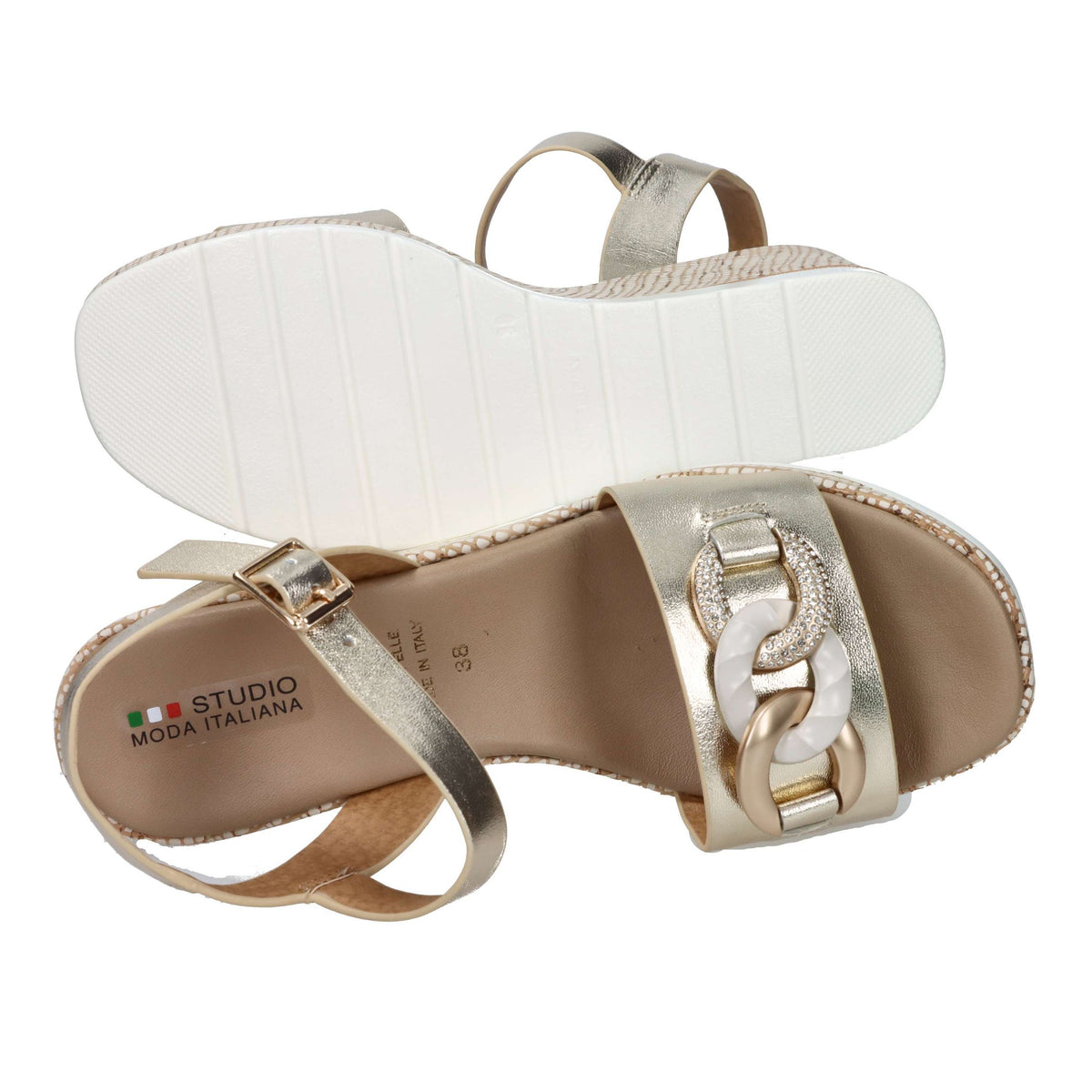 STUDIO MODA Donna Sandali con zeppa 51291-E5 Platino