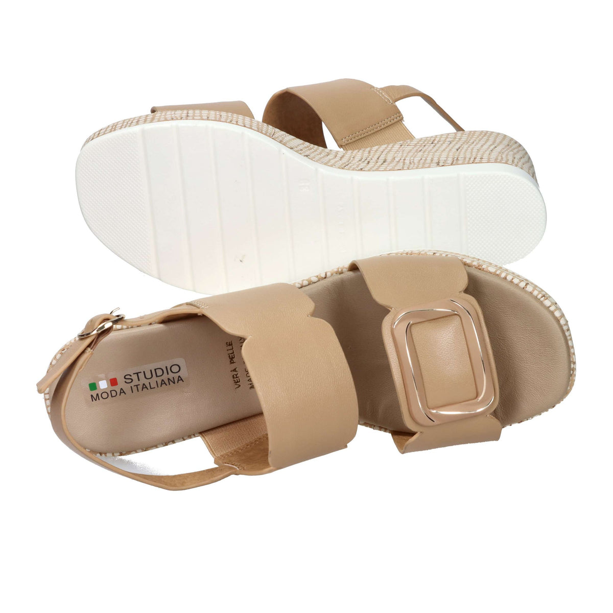 STUDIO MODA Donna Sandali con zeppa 51229-E5 Cammello