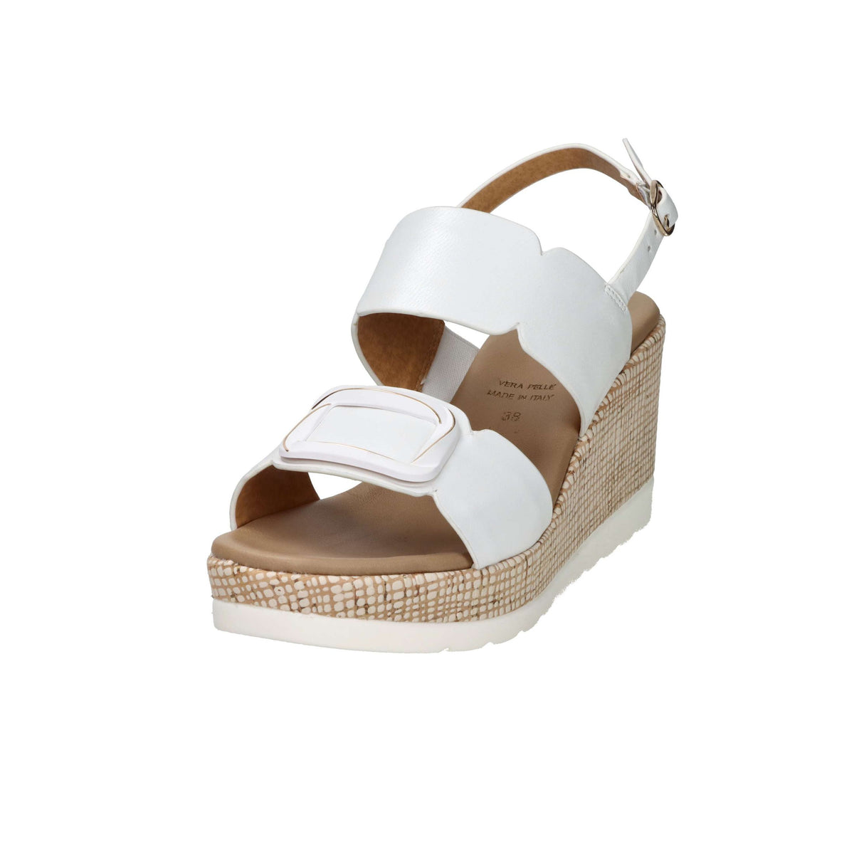 STUDIO MODA Donna Sandali con zeppa 51229-E5 Bianco