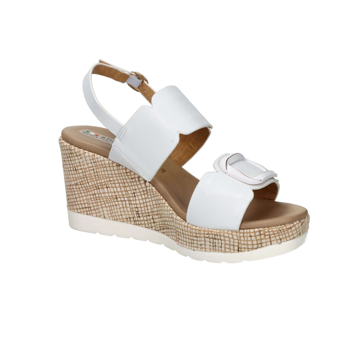 STUDIO MODA Donna Sandali con zeppa 51229-E5 Bianco