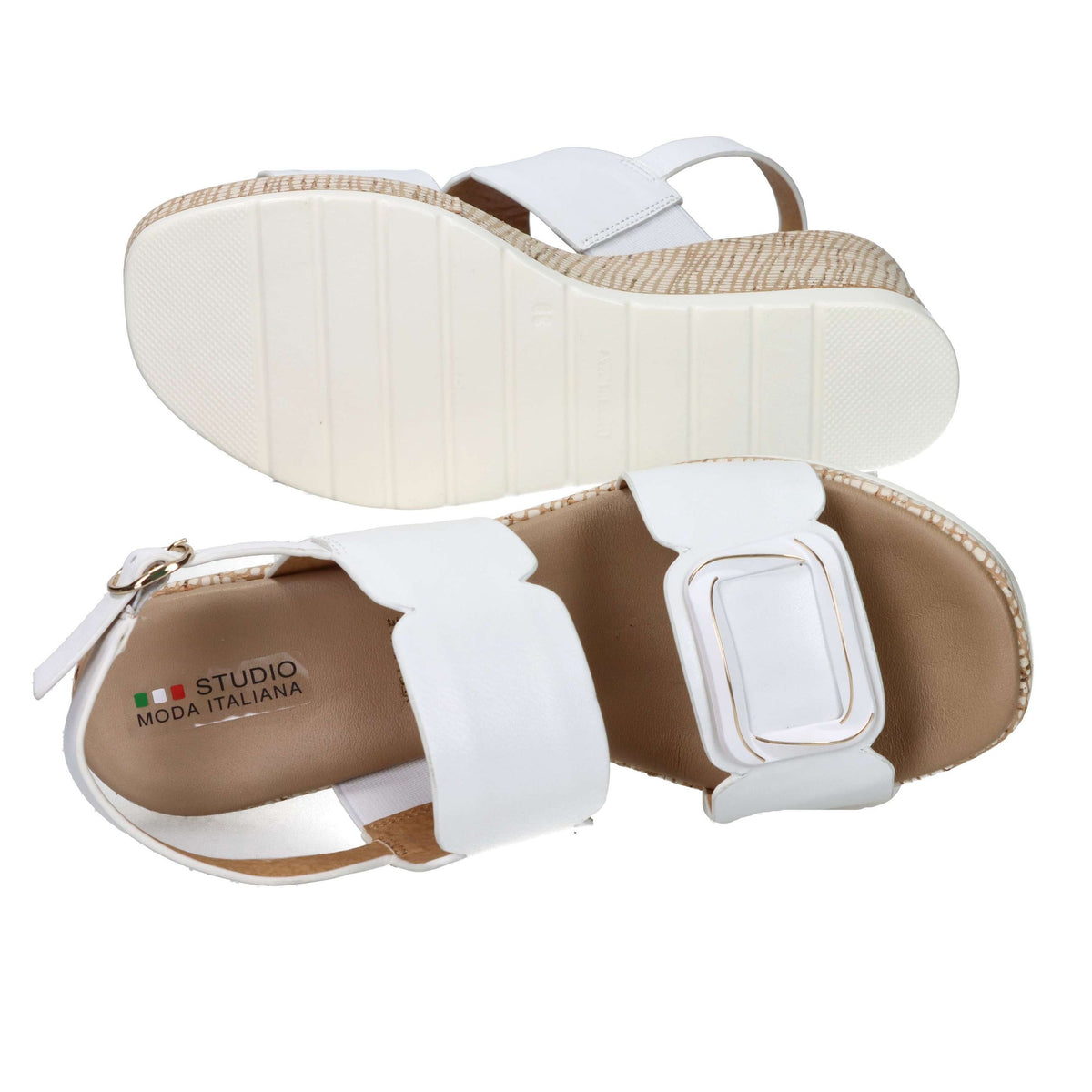 STUDIO MODA Donna Sandali con zeppa 51229-E5 Bianco