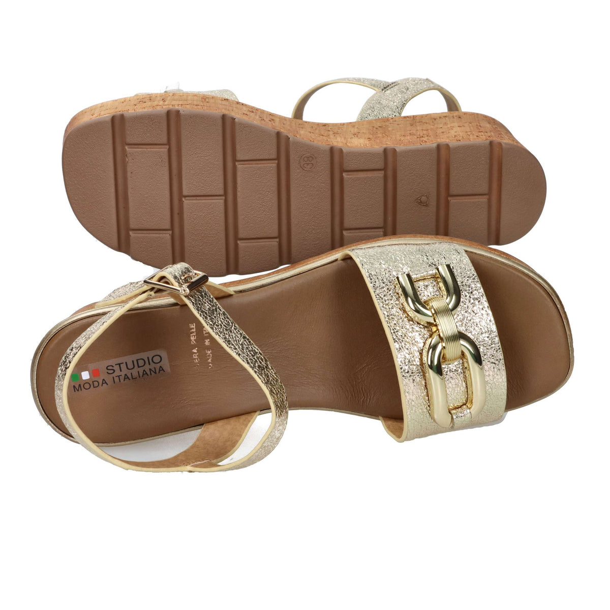 STUDIO MODA Donna Ciabatte con zeppa 14707-E5 Platino
