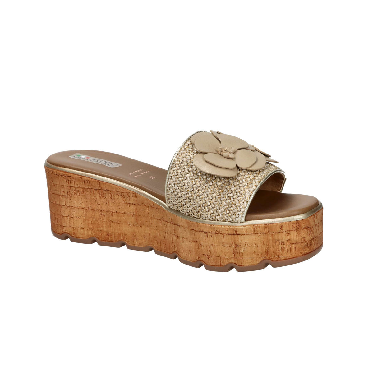 STUDIO MODA Donna Ciabatte con zeppa 14113-E5 Beige