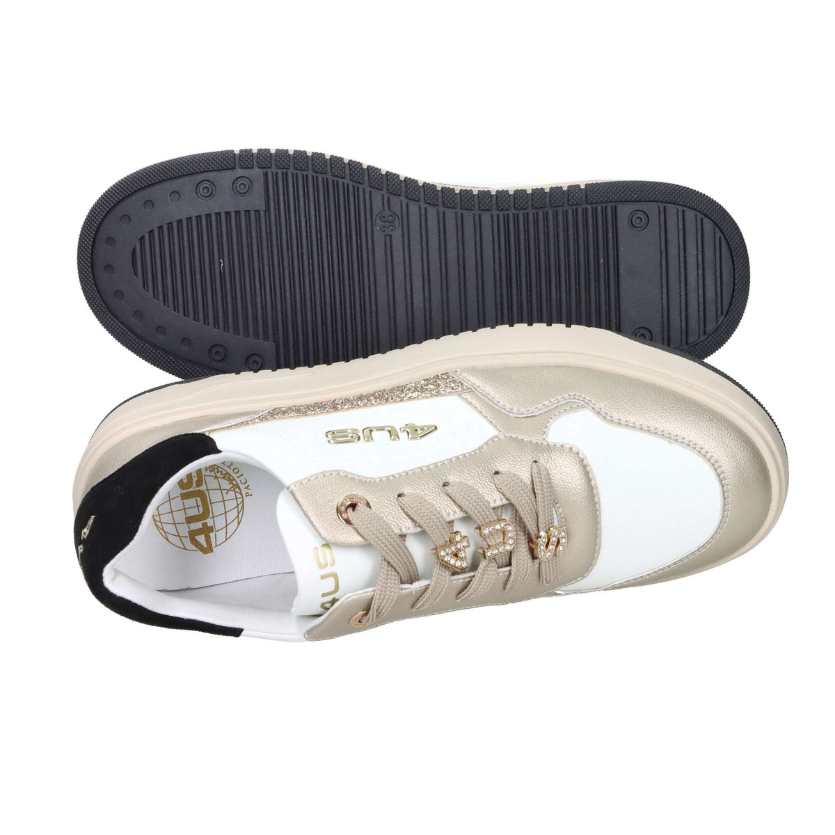 4Us Paciotti Bambine e ragazze Sneakers bassa 4BX104 Bianco/Oro