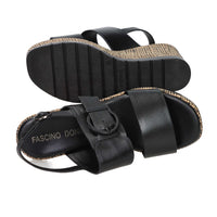 FASCINO DONNA Donna Sandali con zeppa 51287-E5 Nero