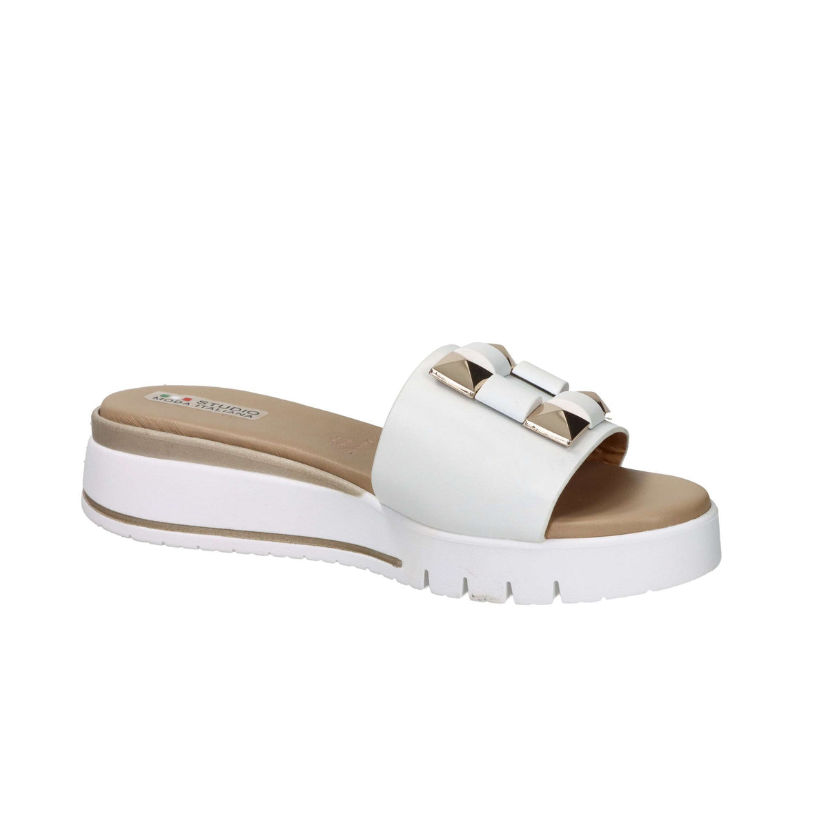 STUDIO MODA Donna Ciabatte con zeppa 81505-E5 Bianco