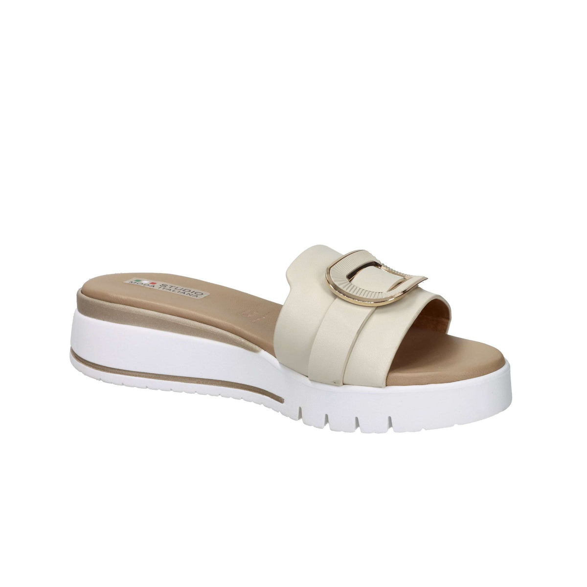 STUDIO MODA Donna Ciabatte con zeppa 81505-E5 Avorio