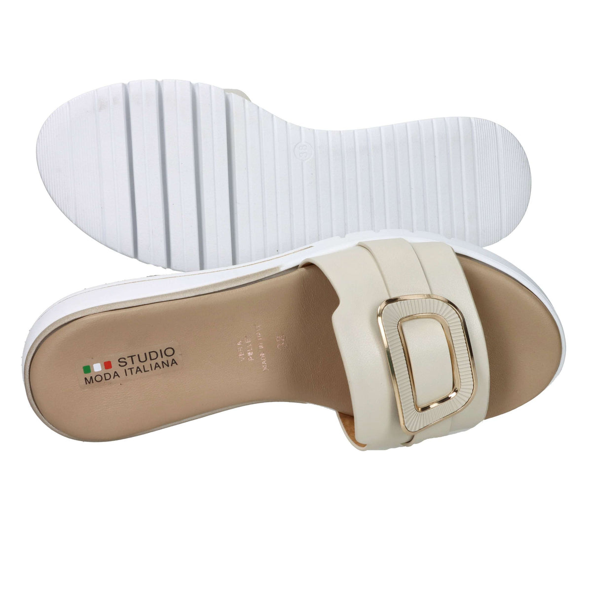 STUDIO MODA Donna Ciabatte con zeppa 81505-E5 Avorio
