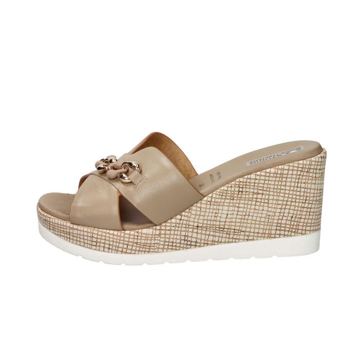 STUDIO MODA Donna Ciabatte con zeppa 51141-E5 Beige