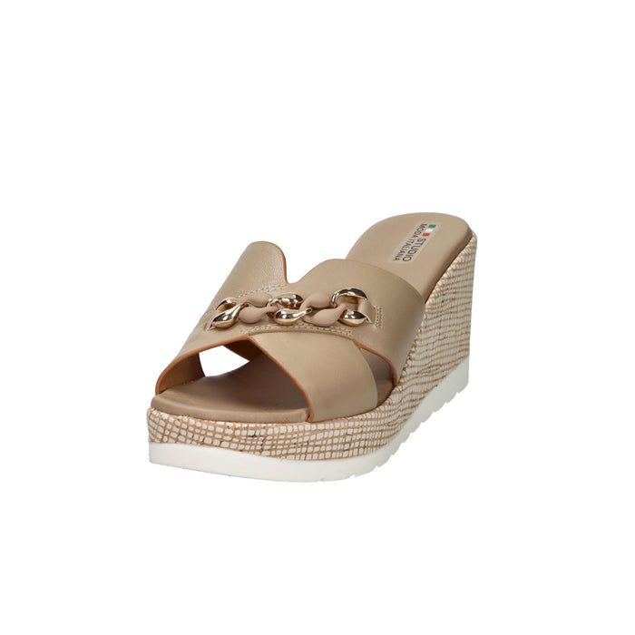 STUDIO MODA Donna Ciabatte con zeppa 51141-E5 Beige