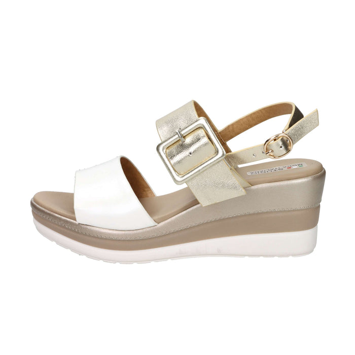 Tredy's Donna Sandali con zeppa 84215-E5 Bianco/Oro