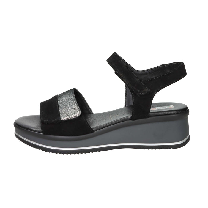 SPACE MODA Donna Sandali con zeppa 12422 Nero