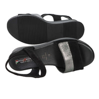 SPACE MODA Donna Sandali con zeppa 12422 Nero