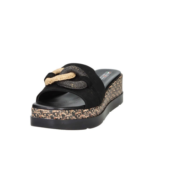 SPACE MODA Donna Ciabatte con zeppa 50131-E5 Nero