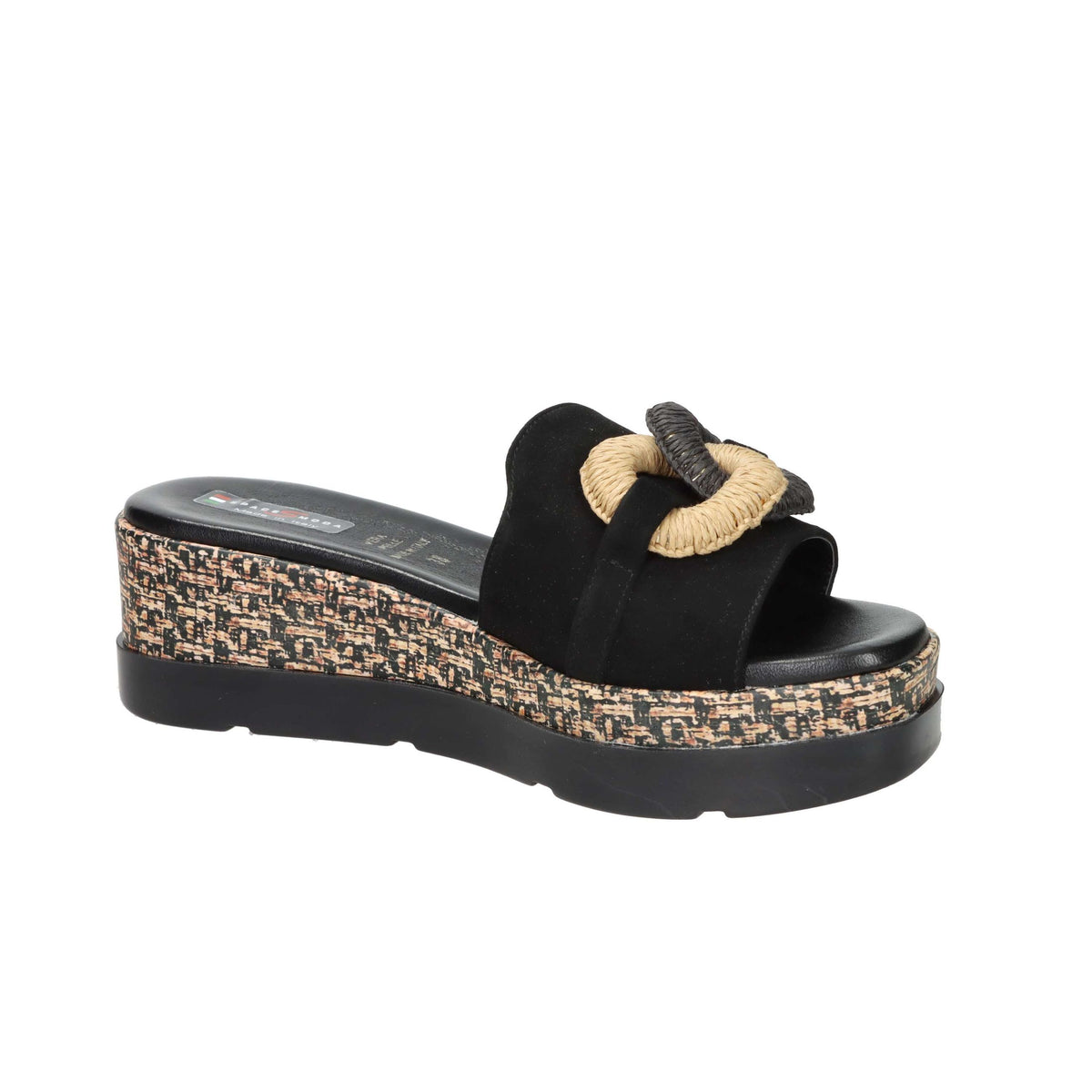 SPACE MODA Donna Ciabatte con zeppa 50131-E5 Nero