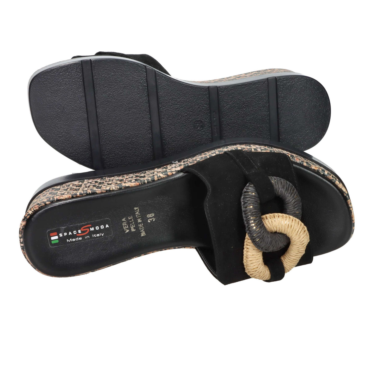 SPACE MODA Donna Ciabatte con zeppa 50131-E5 Nero