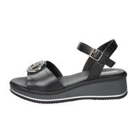 SPACE MODA Donna Sandali con zeppa 12294 Nero